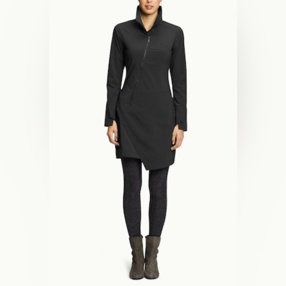 Nau Tech-Nique Dress Asymmetrical Long Sleeve Zipper Pockets Black Women's 8